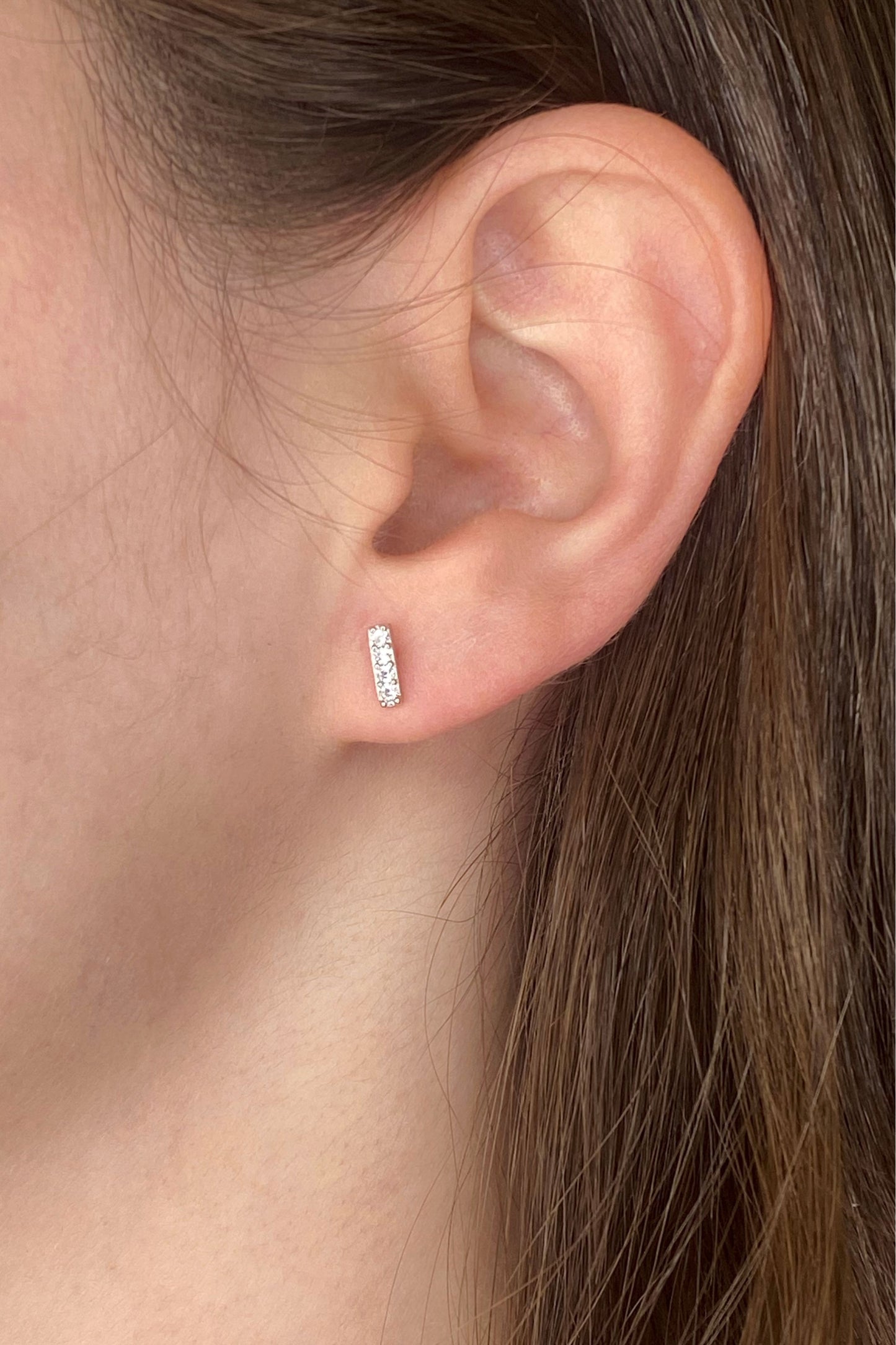 Aretes Glow Bar Plata Rodizada