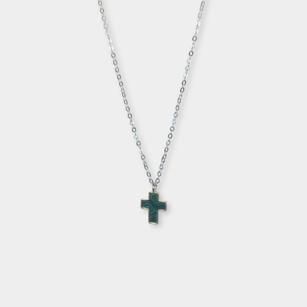 Collar Cruz mini Plata con rodio