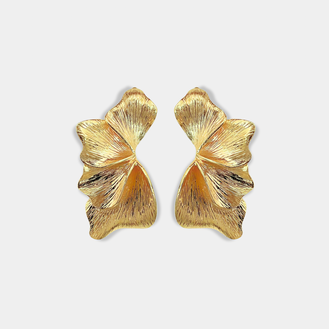 Aretes Biloba chapa de oro, colección After Dark