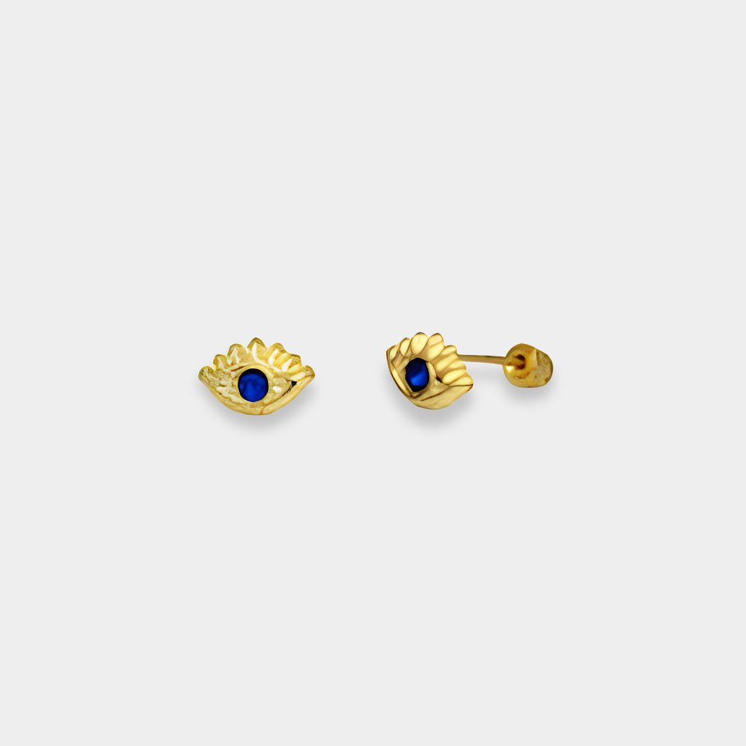 Broquel Ojito Azul Oro 10K