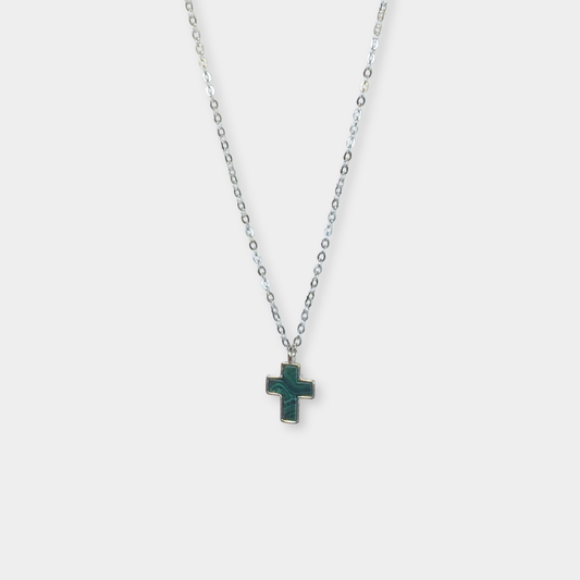 Collar Cruz mini Plata con rodio