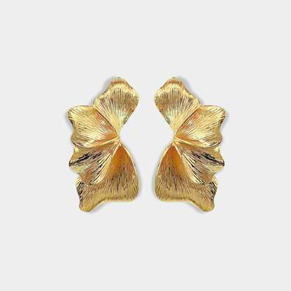 Aretes Biloba Chapa de Oro